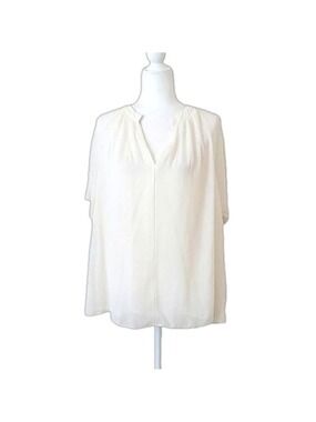 H & M sheer flowy boho off white cream v neck top XL